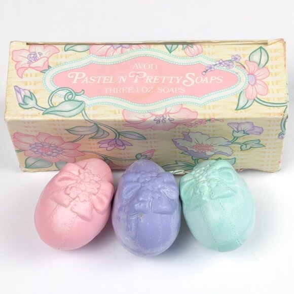 Vintage Avon Soap Pastel 'N Pretty Easter Eggs Green Pink Purple Spring Decor - Picture 1 of 16